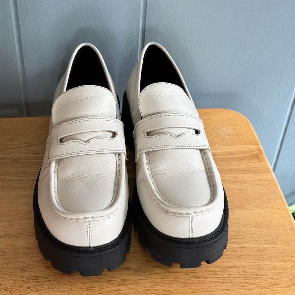 Vagabond Shoemakers Cosmo 2.0 Off White Leather Chunky Lug Sole Penny Loafers 38 - Picture 3 of 13